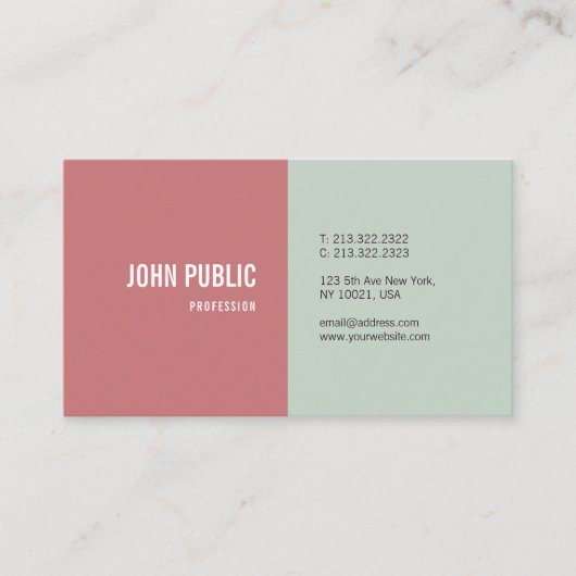 エレガント色ミニマルモダンテンプレート 名刺 (正面)