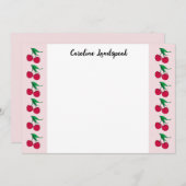 エレガント色彩の鮮やか赤さくらんぼモノグラムの ノートカード (正面/裏面)