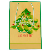 エレガント色彩の鮮やかChristmas tree独自の文字 ミディアムペーパーバッグ (正面)