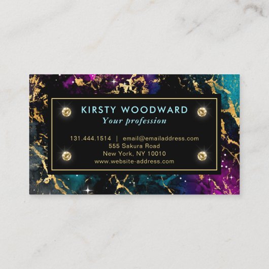 エレガント色数々のと金ゴールド銀河系大理石 名刺 (裏面)