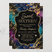 エレガント色数々の銀河系大理石Sweet sixteen 招待状 (正面/裏面)