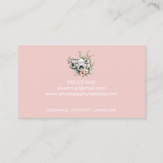 エレガント花の写真カメラ名刺 名刺 (裏面)