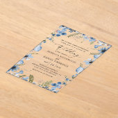 エレガント花の結婚青 アクリル招待状 (レイダウン)