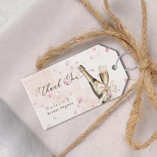 エレガント花びらバブリーブライダルシャワーサンキューカード ギフトタグ