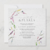 エレガント花びら&ピアスワイルドフラワーブライダルシャワー 招待状 (正面)