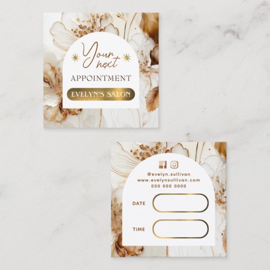 エレガント花アポイントメントカード スクエア名刺 (正面/裏面)