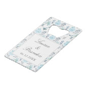 エレガント花グレイ結婚ブルー クレジットカード栓抜き (正面アングル)