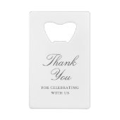 エレガント花グレイ結婚ブルー クレジットカード栓抜き (裏面)