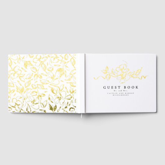 エレガント花スケッチ結婚の ゲストブック (全面)