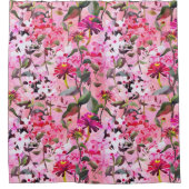 エレガント花ピンクフローラ シャワーカーテン (正面)