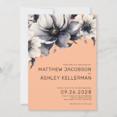 エレガント花ピーチフローラ結婚ズ 招待状 (正面)