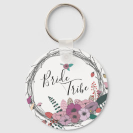 エレガント花モダンリース花嫁 キーホルダー