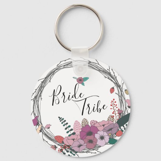 エレガント花モダンリース花嫁 キーホルダー (正面)