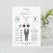 エレガント花婿介添人ウェディングパーティー情報カード 招待状 (スタンド正面)