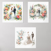 エレガント花嫁と花婿の水彩 (正面)