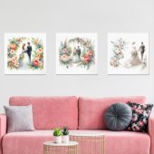 エレガント花嫁と花婿の水彩 (リビング)