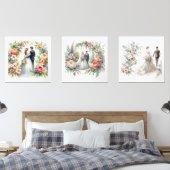 エレガント花嫁と花婿の水彩 (寝室)