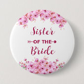 エレガント花嫁の水彩桃色フローラ姉妹 缶バッジ (正面)