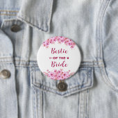 エレガント花嫁の水色ピンクフローラのベスティー 缶バッジ (インサイチュ)