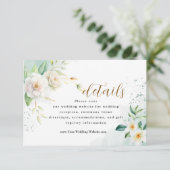 エレガント花嫁の白フローラと緑離れの エンクロージャーカード (スタンド正面)