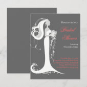 エレガント花嫁ブライダルシャワーパーティの招待状6 インビテーションポストカード (正面/裏面)