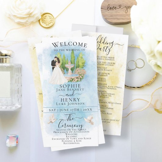 エレガント花嫁&新郎ファウンテン結婚式 プログラム