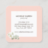 エレガント花模様ケーキ付きピンク飾ケーキ スクエア名刺 (裏面)