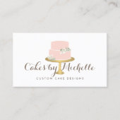 エレガント花模様ケーキ付きピンク飾ケーキ 名刺 (正面)
