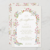 エレガント花模様サマーガーデンブライダルシャワー 招待状 (正面/裏面)