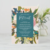 エレガント花模様ズモダンレディーズリトリートティール(緑がかった色) 招待状 (スタンド正面)