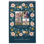 エレガント花模様フォトコラージュ家族の思い出 カレンダー (カバー)