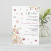 エレガント花模様ワイルドフラワーピンクブライダルシャワー 招待状 (スタンド正面)