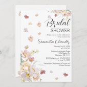 エレガント花模様ワイルドフラワーブライダルシャワー 招待状 (正面/裏面)