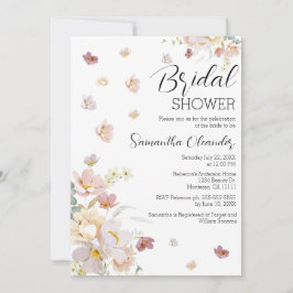 エレガント花模様ワイルドフラワーブライダルシャワー 招待状