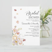 エレガント花模様ワイルドフラワーブライダルシャワー 招待状 (スタンド正面)