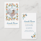 エレガント花模様写真ハート写真家 名刺 (正面/裏面)