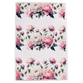 エレガント花模様 ミディアムペーパーバッグ (正面)