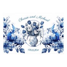 エレガント花瓶の白と青のチューリップ結婚