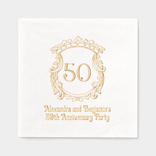 エレガント花紋フレーム#2周年記念パーティー 箔ナプキン (正面)