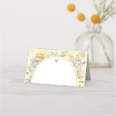 エレガント花結婚のまわりに プレイスカード (正面)