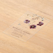 エレガント花結婚の アクリル招待状 (レイダウン)
