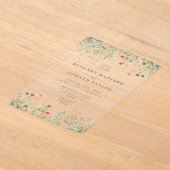 エレガント花結婚の アクリル招待状 (レイダウン)