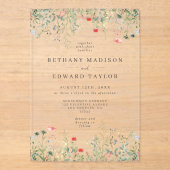 エレガント花結婚の アクリル招待状 (正面)