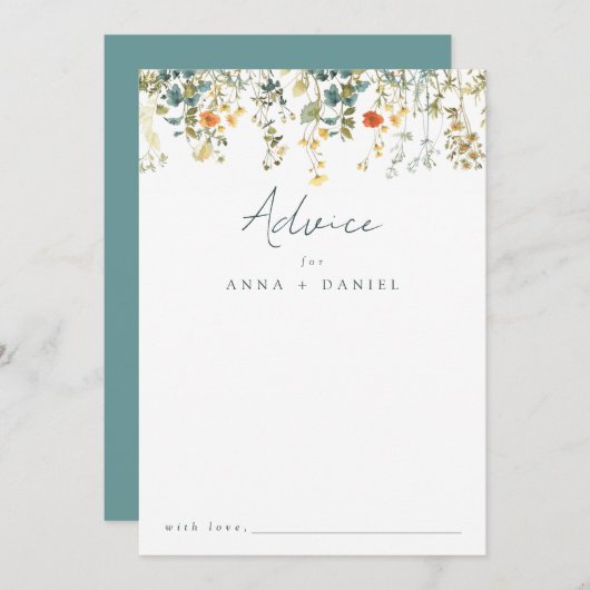 エレガント花結婚の アドバイスカード (正面/裏面)