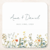 エレガント花結婚の スクエアペーパーコースター (正面)