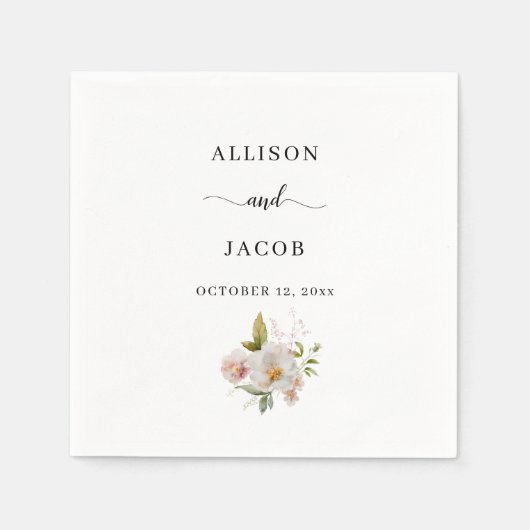 エレガント花結婚の スタンダードカクテルナプキン (正面)