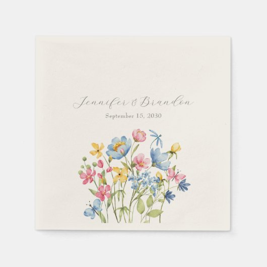 エレガント花結婚の スタンダードカクテルナプキン (正面)