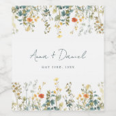 エレガント花結婚の ワインラベル (シングルラベル)