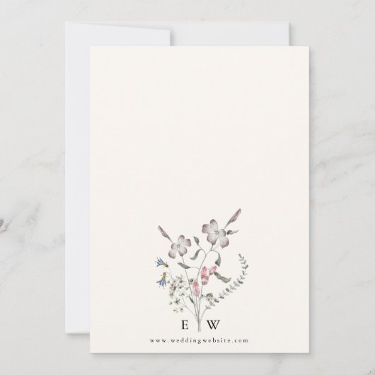 エレガント花結婚の 招待状 (裏面)