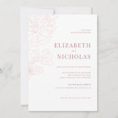 エレガント花結婚桃色 招待状 (正面)
